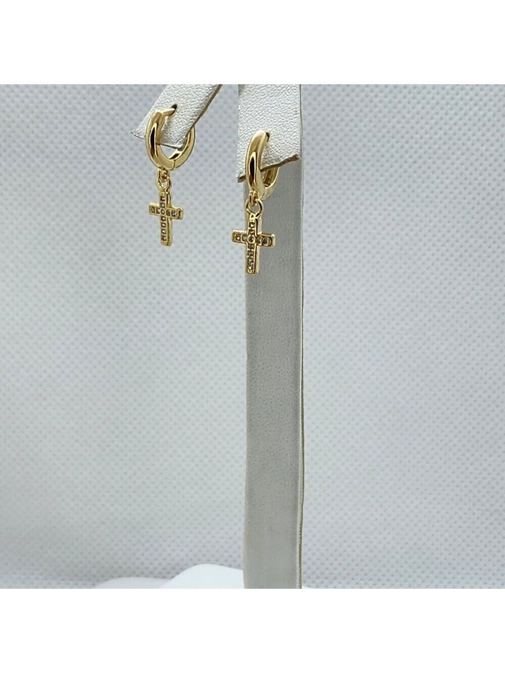 Brand New Brazilian 18k Gold Filled Cross Earrings - Picture 2 of 4